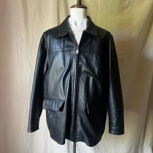 M. Julian Wilsons Black Leather Jacket Thinsulate Lined Coat Mens L Vintage 90s